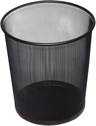 Ronde Gaasemmer Zwart 12 Liter – Metalen Prullenbak voor Kantoor en Thuis – Ademend Design, Roestwerend, 26,6 x 21,8 x 28 cm