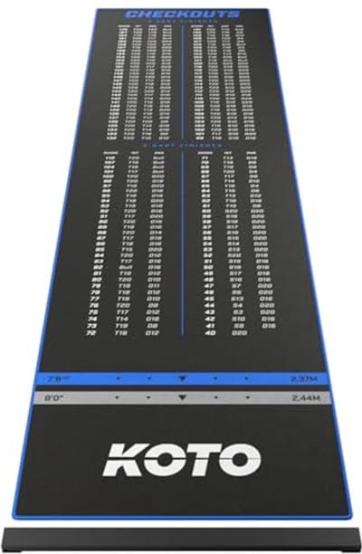 Dartmat met Checkout en Oche - 285 x 80cm voor optimale bescherming