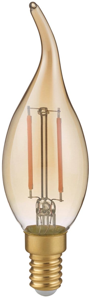 LED Lamp - Kaarslamp - Filament - Torna Kirza - 4W - E14 Fitting - Warm Wit 2700K - Dimbaar - Amber - Glas