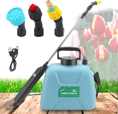 Elektrische tuinsproeier 5 liter - Draadloze 2400 mAh met 3 sproeimodi voor gazon en tuinonderhoud