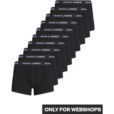 Jack & Jones Effen Zwarte Boxershorts Heren Multipack JACSOLID 10-Pack Onderbroek - Maat XXL