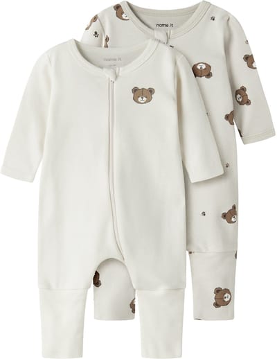 NAME IT - NBNNIGHTSUIT 2P ZIP FF PUMICE BEAR NOOS - Baby - Pyjamas