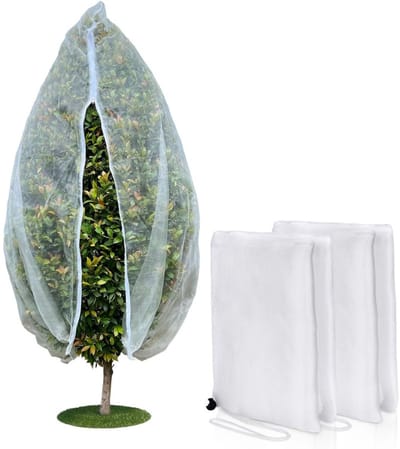 Daity 2-pack - Fruitboomnet met rits en trekkoord - 1,8 m x 1,8 m insecten- en vogelnet voor tuinbescherming - ultrafijnmazig tuinnet