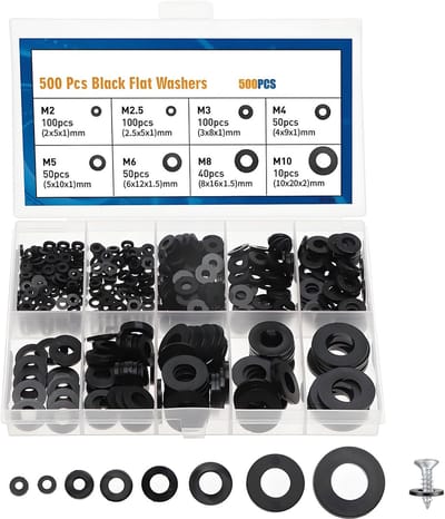 Dailygoods- Afdichtring Set van 500 Stuks - Rubber Afdichting - O-Ringen - Afstandringen - 8 Maten - Hoogwaardig Nylon Materiaal