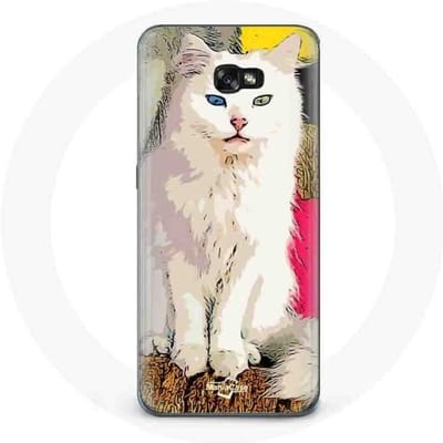 Coque pour Samsung Galaxy A8 2016 Turc de Van Chat Blanc aux yeux bleu et jaune