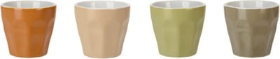 Excellent Houseware Koffie/espresso kleine kopjes - set van 4x stuks - porselein - Earth colours - 90 ml