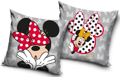Disney Minnie Mouse Kussenhoes – 40x40 cm – Zacht Fluweel – Grijs – Kussensloop
