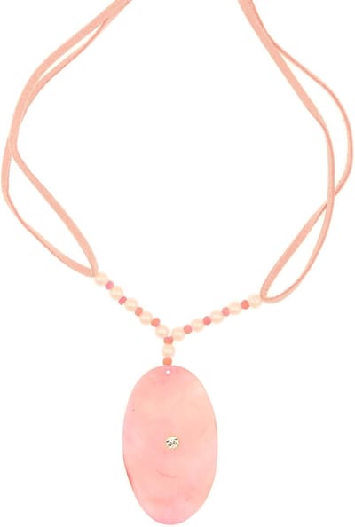 Behave - Dames Ketting Roze Met Schelpen Hanger Ovaal 55 cm - Nikkelvrij - Handgemaakt En Elegant