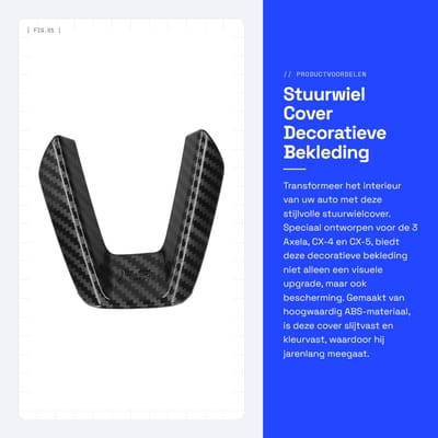 Dailygoods- Stuurwielcover - Decoratieve Bekleding - ABS Materiaal - Voor 3 Axela/CX-4/CX-5 - Slijtvast en Stevig - Comfortabel Aanraakgevoel - Stuurwielbekleding