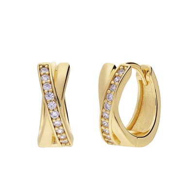 Lucardi Dames Zilveren goldplated oorringen met zirkonia voor dames - Oorbellen - 925 Zilver - Goudkleurig
