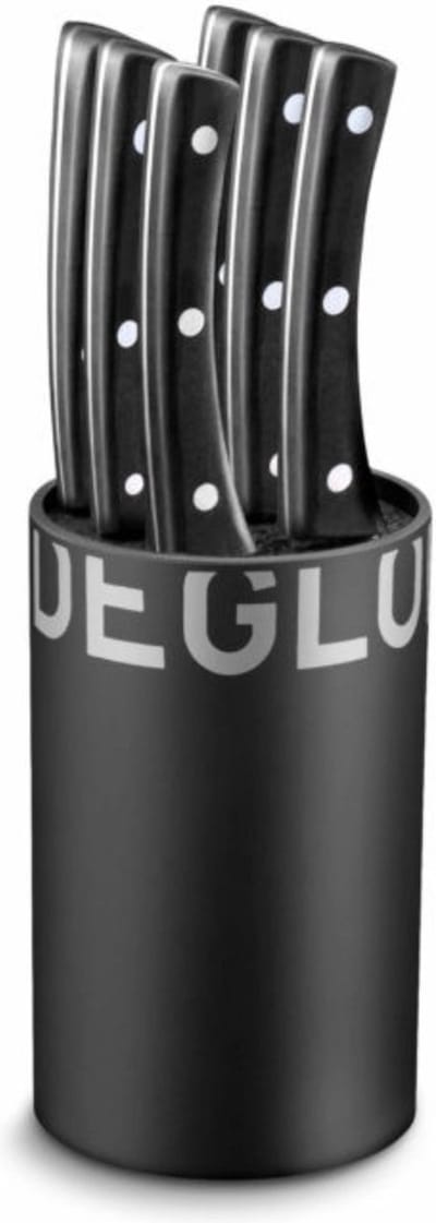 Déglon Steakmessenset – Gekarteld Lemmet – Zwart Blok – 6-delig – Stijlvol Design