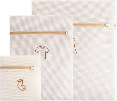 Set van 3 wasnetten voor delicate kleding, anti-vervorming, fijn net, ritssluiting, waszakken in 3 maten voor optimale bescherming