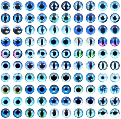 Dailygoods- Glazen Ogen 10mm Blauw - 100 Stuks - Glas Cabochon - Veiligheidsogen voor Poppen - Handgemaakte Projecten - Duurzaam Materiaal - Poppenogen