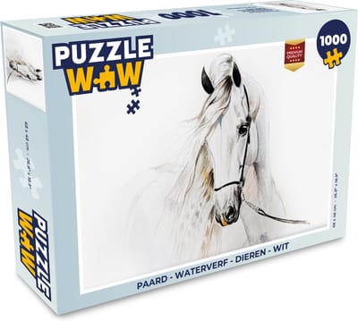 Puzzel Paard - Waterverf - Dieren - Wit - Legpuzzel - Puzzel 1000 stukjes volwassenen