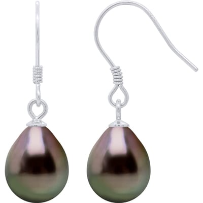 Oorbellen van Zilver 925 en Echte Cultuur Tahiti Parels Parel 9-10 mm