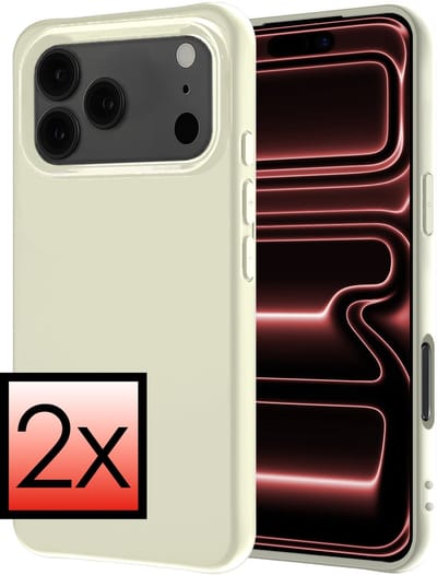 Hoesje - 2 Stuks - Geschikt voor Apple iPhone 17 Pro - Sterk & Shockproof - Case Siliconen - Back Cover - Telefoon Hoes - Wit
