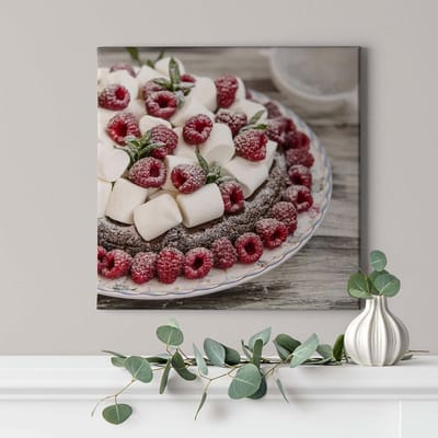 Canvas print DD123282 Raspberries A.S. Création 0,5 x 0,5 m Wit Kantoor Hal/Gang Keuken Slaapkamer Woonkamer