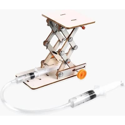 Hydraulisch Hefplatform Kraan Model Maken Kinderen DIY Puzzel Wetenschappelijk Experiment Speelgoed Uitvindingen STEAM Lesmateriaal white