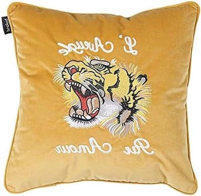 Kussensloop Vierkant - Kussenhoes Decoratief - Woonkamer Decoratie - Geborduurd Design - 45x45 cm - Geel