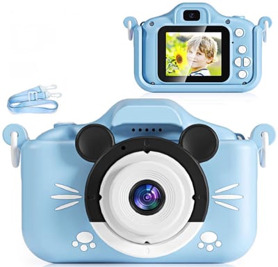 NAXSIR Multifunctionele HD Kindercamera met Cartoon-ontwerp, Twee Kansen (Voor- & Achterkant), Time-lapse Functie