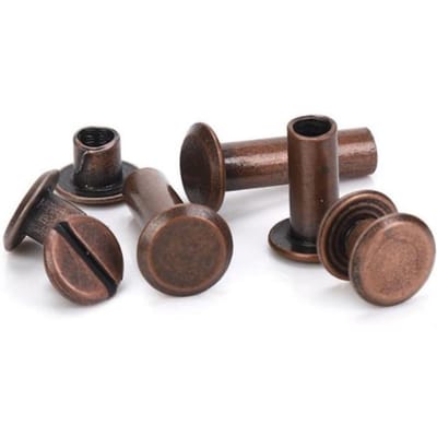 10 Sets Bagage Leer Metaal Ambacht Massieve Schroef Nagel Klinknagel Dubbele Gebogen Kop Riem Riem Klinknagels Boekschroeven Knopen Drukknoop 5x4mm