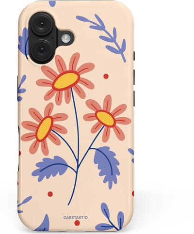 Casetastic hoesje geschikt voor Apple iPhone 16 - MagSafe - Dubbellaagse bescherming - Perzikbloem trio - Fashion Case - Lavendel Perzik Zand