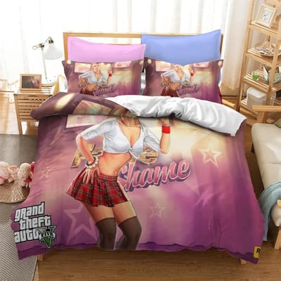 3D Cartoon Game Grand Theft Auto Dekbedovertrek met Kussensloop Beddengoed Set Eenpersoons Tweepersoons Twin Volledig Queen King Bed Set Kamerdecoratie US Full 200x230cm