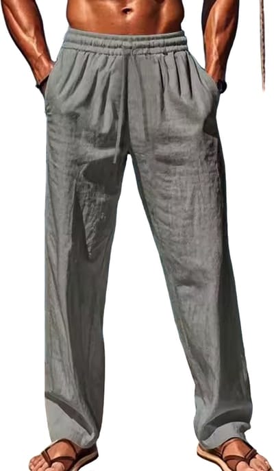 Linnen katoenen broek heren - Mode - Grijs - Zomer - Luchtig - Baggy