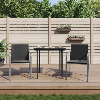 vidaXL - Tuinstoelen - 2 - st - met - kussens - 56x59x84 - cm - poly - rattan - zwart