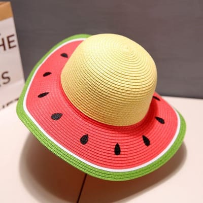 Chapeau de protection solaire d'été pour enfants, chapeau de paille pour filles, plage, vacances à la plage 48-53cm beige