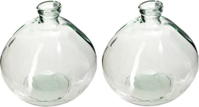 Atmosphera bloemenvaas - 2x - Genua - Organische bol fles vorm - glas - H22 x D21 cm