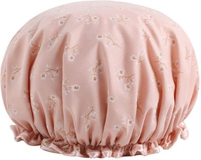 2  x Dikke Douche muts - Shower Cap - Pink Flower - Waterdicht - BadMuts - Dubbele Laag - Douchemuts Haar Cover Bedekking - Vrouwen Benodigdheden DoucheCap Badkamer Accessoires