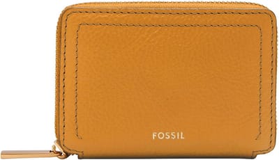 FOSSIL Kaarthoes Logan Zip Around Card Case RFID Ochre Mosterdgeel