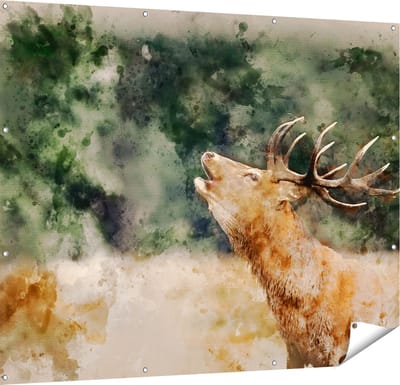 Gards Tuinposter Hert Aquarel - Abstract - 150x120 cm - Tuindoek - Tuindecoratie - Wanddecoratie buiten - Tuinschilderij