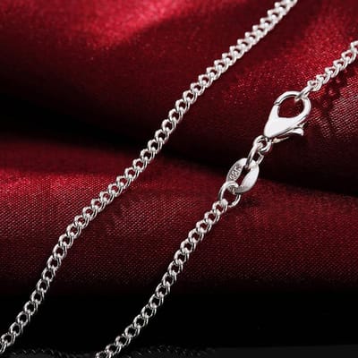 Nieuwe 925 Sterling Zilver 16 /18 /20 /22 /24 /26 /28 /30 Inch 2mm Zijschakel Ketting Voor Vrouw Man Mode Bedel Sieraden Cadeau 60cm black