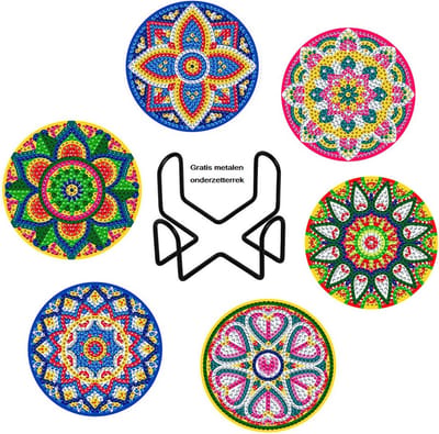 Diamond Painting Set/DIY Diamond Set voor kinderen/Full Diamond Painting/DIY Diamond Set voor volwassenen/Mozaïekschilderij-Diamond Painting Coaster Set CM007