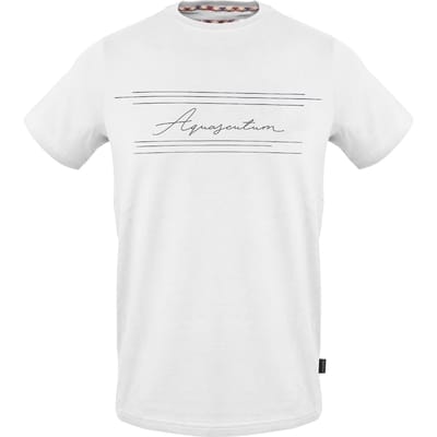 Aquascutum Heren Script Crew Hals T-shirt (Wit)