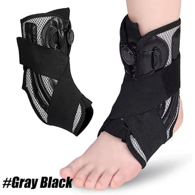 Attelle de Cheville Réglable Support Pour Femmes Hommes Design Élastique à Lacets Récupération Blessure Entorse Cheville 1 Pièce L black