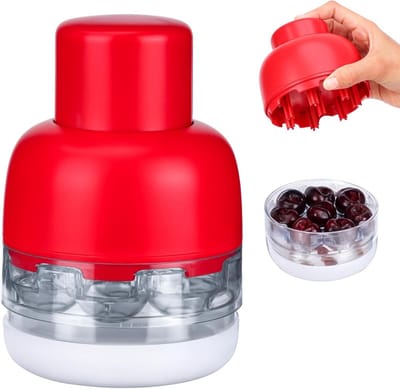 Kersenontpitter - Pittenverwijderaar voor kersen - Gemakkelijk in gebruik - Rood - Handmatige kersenpitter - Geschikt voor diverse kersen - Compact formaat - Draagbare kersen ontpitter