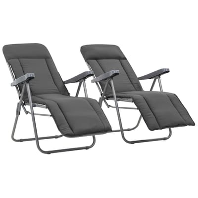 vidaXL - Opklapbare - stoelen - met - kussens, - 2 - stuks, - grijs