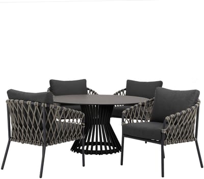 Amalfi Pasadena low dining tuinset 5 delig antraciet