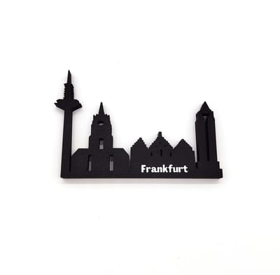 Frankfurt Skyline Silhouet – Duitse Stad Decoratie 3D Print Zwart – Reissouvenir uit Duitsland Cadeau