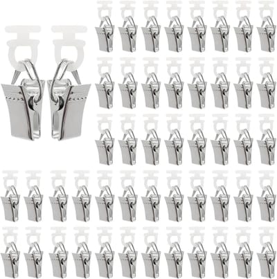 50 Stuks Metalen Gordijnclips, Kleine Hoekbeugels met Haken voor Gordijnen, Douchegordijnen en Foto's, Ideaal voor Lampen en Decoratie