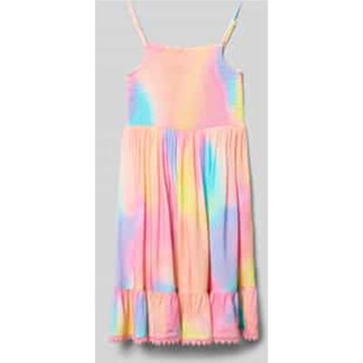 regular fit jurk van pure viscose met gesmokte look