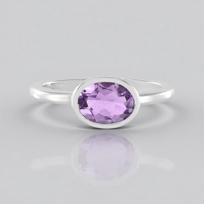 Cavill - Zilveren Ring - 925 Sterling Zilver - Ovale Braziliaanse Amethist 1,008 ct - Paarse Edelsteen - Bezel Zetting - Elegante Damesring