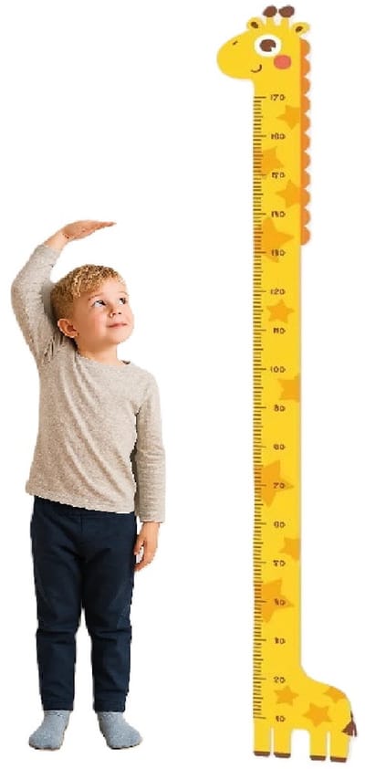 Giraffe groeimeter muurstickers – Hoogtemeter tot 180 cm – Regenboog & jungle thema – Zelfklevend & verwijderbaar – Educatieve wanddecoratie voor kinderkamers – PVC sticker unisex