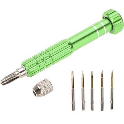 Schroevendraaierhandvat met 5 precisiebits Telefoon Bril Horloge Reparatie Gereedschapsset (Rood) green