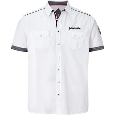 Jan Vanderstorm herren Overhemd Met Korte Mouwen - 43/44 - wit - Plus Size