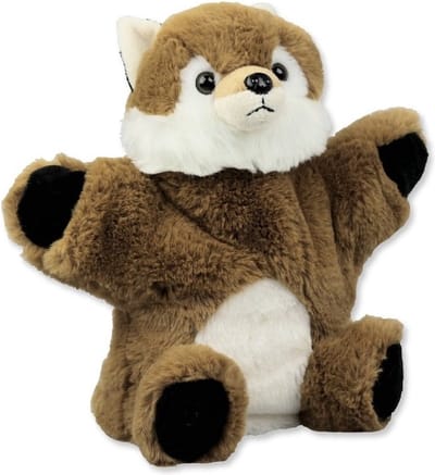 Pluche bruine vos handpop knuffel 22 cm - Vossen knuffels - Poppentheater speelgoed kinderen