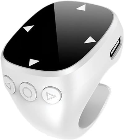 Draadloze Vinger Ring Muismat met Touchpad, Afstandsbediening voor App, Camera en Video-opname, Universeel voor Telefoon en Tablet (WIT)